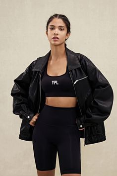 This YPL Black PU Leather Jacket has a fashion silhouette and features a zipper at the chest and front with twill. Get the look you want while staying comfortable in this stylish and durable jacket. Fashion Silhouette, Pu Leather Jacket, Yoga Set, Sweater Coats, Get The Look, Bra Tops, Dress Accessories, Pu Leather, Hoodie Shirt