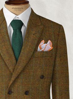 Tweed is indeed stepped in tradition, but it can easily translate to right here, right now, with the proper tailoring know-how. Our Harris Tweed Highland Rust Double Breasted Suit crafted from wool fabric is tactile, soft, breathable, adaptable and exudes a warm feel. The rustic suit combines the textured weave with a contemporary tailored fit and throws in precise plaids to take the suit to a fresh level that’ll work from days at the office to special occasions in cooler weather. 
 
 Look Inclu Rust Suit, Grey Tweed Suit, Rust Fabric, Herringbone Tweed Jacket, White Linen Suit, Green Velvet Jacket, Peaky Blinders Suit, Royal Blue Suit, Right Here Right Now