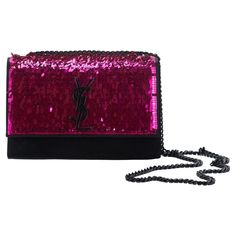 Yves Saint Laurent brand new fuchsia sequins and black suede cross body evening bag. Shoulder drop 22”. Original price 3480$. Comes with booklet and original dust cover. Luxury Sequined Shoulder Bag For Evening, Luxury Evening Shoulder Bag With Sequins, Pink Sequin Evening Bag, Luxury Sequined Evening Bags, Luxury Sequin Bags For Evening, Luxury Evening Bags With Sequins, Luxury Black Sequined Bags, Designer Sequined Evening Bags, Designer Evening Bags With Sequins