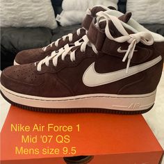 100 Authentic New With Box Shoes Nike Air Force, Nike Air Force 1 Mid, Nike Brown, Air Force 1 Mid, Shoes Nike Air, Shoes Nike, Nike Air Force 1, Air Force 1, Men's Nike