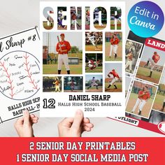 the senior day printables are available for seniors to use on social media postcards