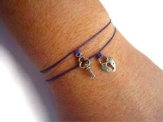 Lock and key charm wish bracelets.  Great for parties, couples, friends, weddings, showers, families..... Friendship Day Gifts, Tiny Charm, Wrist Wear, Lock And Key, Irish Linen, All I Ever Wanted, Wish Bracelets, Charm Set, Bracelet Stack