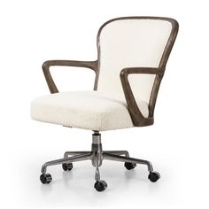 Lilo Desk Chair Durham Cream Angled View Four Hands Home Office Layout, Office Layout, Cleaning Wood, Cream Fabric, Four Hands, Fabric Seat, Office Chairs, Ash Wood, Desk Furniture