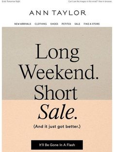 the long weekend short sale is on and it's just got better