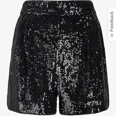 Sequin Embellished Shorts That Feature A Subtle Pleated Front. Embellished Shorts, Dressy Shorts, Tailored Shorts, Mom Shorts, Pleated Shorts, High Rise Shorts, Leather Shorts, High Rise Jeans, Black Linen