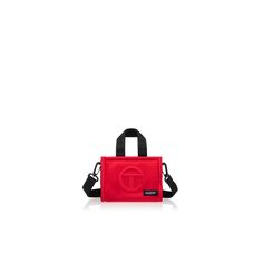 Eastpak x Telfar Small Shopper - Red Functional Crossbody Bag With Logo Patch, Sporty Bags With Logo Patch For Streetwear, Streetwear Nylon Bag With Logo Patch, Telfar Logo, The Afterparty, Moose Knuckles, Party Bag, Shopper Bag, Duffle Bag