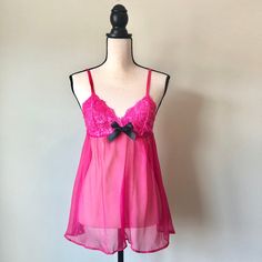 Nwot! Adore Me - Pink Lace Chemise Gorgeous Deep Pink Sheer Chemise With Lace Top And Soft Bodice. Adjustable Straps Size: Small Underbust: 12", Length: 24-28" (Adjustable) Body: 100% Polyester Lace: 90% Nylon, 10% Spandex Flirty Pink Camisole For Party, Flirty Pink V-neck Sleepwear, Flirty Pink Party Camisole, Pink Lace Trim Camisole In Coquette Style, Pink Lace Trim Coquette Camisole, Pink Sheer Party Sleepwear, Pink Camisole For Nightwear, Pink Lace Trim Camisole For Night, Flirty Pink Sleepwear With Built-in Bra