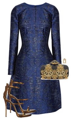 Blue Formal Outfit, Blue And Gold Outfits, Gold Outfits, Art Clothing, Looks Chic, Sergio Rossi, Formal Outfit, Blue And Gold