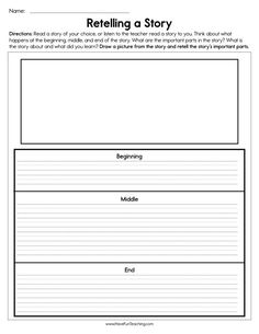 the story worksheet for reading and writing