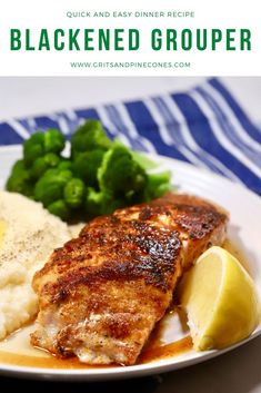 a plate with chicken, mashed potatoes and green beans on it next to some broccoli