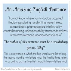 an amazing english sentence is written in the form of a poem, which includes words and phrases