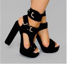 Nwt In Box. Trendy Black Heels For Party, Black Edgy Heels For Formal Occasion, Edgy Black Formal Heels, Trendy Black Heels With Buckle Closure, Black Stacked Heel Party Heels, Edgy Black Heels For Party, Chic Black Heels With Buckle Closure, Edgy Block Heel Party Heels, Edgy Party Heels With Block Heel