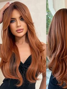 Auburn Wigs, Hair Growth Tablets, Baylage Hair, Red Balayage Hair, Balayage Hair Caramel, Hair Growth Women, Layered Wig, Straight Hair Wig, Hair Color Orange