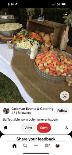 an image of a table full of food on instagrams with the caption'goleman events & catering '