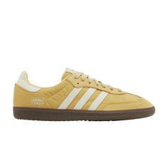 Yellow Sambas, Sporty Custom Sneakers With Gum Sole For Outdoor, Adidas Sporty Nylon Sneakers, Adidas Nylon Sneakers For Streetwear, Sporty Adidas Logo Sneakers In Nylon, Sporty Adidas Nylon Sneakers, Sporty Yellow Nylon Sneakers, Adidas Suede, Yellow Sneakers