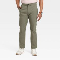 Men's Slim Fit Tech Chino Pants - Goodfellow & Co™ Olive Green 28x30 : Target Fitted Chinos With 5-inch Inseam And Pockets, Casual Fitted Straight Chinos, Fitted Straight Chinos In Casual Style, Fitted Cotton Cargo Pants For Business Casual, Casual Fitted Straight Dress Pants, Spring Fitted Chino Cotton Twill Pants, Casual Dress Pants With Relaxed Fit, Casual Flat Front Chinos With Welt Pockets, Casual Straight Fit Dress Pants With Tapered Leg