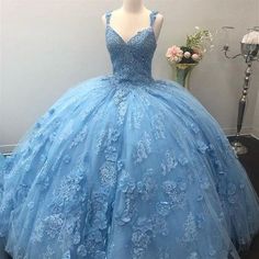 White Iridescent Prom Dress, Sky Blue Quinceanera Dresses, Light Blue Quinceanera Dresses, Vestido Charro, Dress Sweet 16, Quincenera Dresses, Blue Quinceanera, Green Ball Gown, Quinceanera Dresses Blue