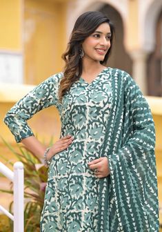 Grab this beautiful 3-piece set. The set comes with straight cut printed kurta has v neck, 3/4th sleeves & calf length teamed with printed trouser pants and a printed chanderi cotton dupatta to match. Color - Teal Kurta Fabric-Viscose Pant Fabric-Viscose Dupatta Fabric- Chanderi Cotton Neck-V Neck Sleeves-3/4th Sleeves Work - Print Detailing Washing Instructions-Dry Clean Model Height - 5.5 wearing size small. DISCLAIMER - The color of the product may be differ due to screen settings of device. A misprint here and a colour drop slip there is the beauty of printing which is not treated as a defect. Kurta Pant Set, Cotton Dupatta, Kurta With Pants, Womens Size Chart, Pant Set, Trouser Pants, Straight Cut, Model Height, Washing Instructions