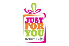 the logo for just for you return gifts, which is designed to look like an old tv