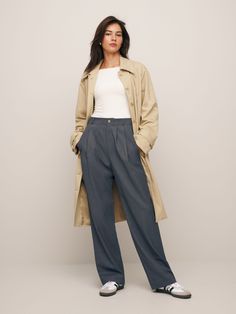 Power pants. Shop the Mason Pant, a high rise pant with a relaxed, wide leg. Europe Vacation Outfits, Mason Pant, Plaid Mini Skirts, Minimalist Dressing, Coat Outfit Ideas, Skirts And Boots, What To Wear In Paris, Blazer And Jeans, Work Capsule Wardrobe