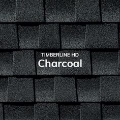 the logo for timberline's charcoal roofing company on top of a black shingled