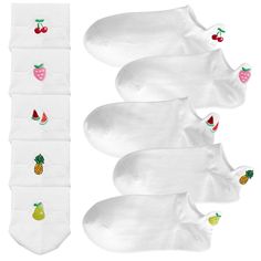 PRICES MAY VARY. ★【One Set for All】Bulk 5 Pairs Crew Socks. 80%Cotton+20%Polyster, Soft, Colorful and Durable. very cost-effective and comprehensive Choice, suitable for self-use or perfect gifts! ★【Classic Design with Creativity】Tailor-made ankle embrided design,easy to pull on and hold your feet tighter,breathable and cozy,keeping the shape and adequate comfort for you 【★【Funny & Happy】You can pair them with cute, office, school, dress, sports or other daily outfit. Versatile and Unique 【★【Mac Cheap Non-slip Cute Socks, Pineapple Watermelon, School Dress, Cute Office, Sock Packs, Funny Emoji, Blue Crew, Socks For Women, Funny Happy