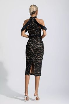 Fitted Tie-back Midi Dress For Date Night, Elegant Strapless Mini Dress With Tie Back, Formal Fitted Dress With Tie Back, Sleeveless Bodycon Dress With Lace-up Back For Evening, Elegant Black Mini Dress With Tie Straps, Party Dress With Halter Neck And Lace-up Back, Black Tie-back Evening Dress For Gala, Black Tie Back Evening Dress For Gala, Elegant Fitted Mini Dress With Tie Straps