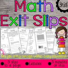 the math exit slips for 3rd grade students