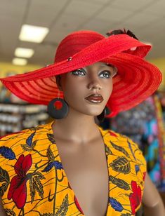 A nice classy way to wear a  Red Hat for the Spring or the Summer. This hat can be worn to the church or a wedding Rim 4 inches,in-depth 3.5 inches and circumference 24 inches . Don't delay order yours today. Summer Evening Cloche Sun Hat, Summer Evening Fedora Hat, Adjustable Red Boater Hat For Beach, Brimmed Straw Hat For Races In Summer, Brimmed Straw Hat For Summer Races, Summer Brimmed Straw Hat For Races, Summer Hats For Races, Chic Summer Beach Fascinator, Red Brimmed Sun Hat For Party