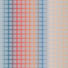 an orange and blue plaid pattern is shown in three different colors, including one red