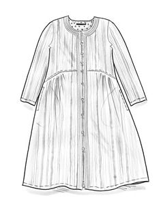 a drawing of a dress with buttons on the front and side, in black and white