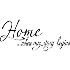 the words home are written in cursive writing on a white background with black ink