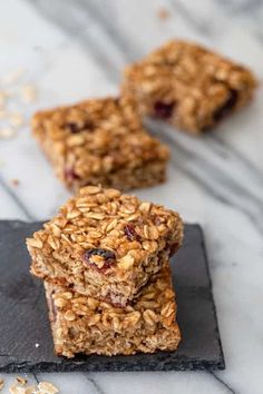 three granola bars stacked on top of each other