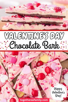 This Valentine’s Day Chocolate Bark will make your sweetheart fall in love for sure! With layers of dark chocolate & white chocolate, and topped with the perfect finishing touch of pink, candy hearts, M&M’s, and sprinkles. This chocolate bark is sure to be a hit and can be easily customized using your favorite candies and sprinkles. Chocolate bark is the perfect treat for Valentine's Day that everyone loves.