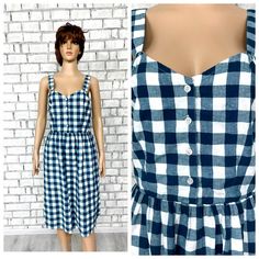 womens dress Gingham dress M check dress Babydoll dress cotton dress Plaid dress  beach dress summer dress sun  dress  6P height of the woman in the photo - 180 cm Please refer to photos for details of condition.  Condition: good vintage Measurements: Length: 104 cm/41" Bust: 96 cm/38" Waist: 74 cm/ 29" Hips: free Size: 8  M note The color on the pictures may vary due to monitor settings and light reflections. Ready to ship Please do not hesitate to contact with me for any questions. Thank you for shopping today! Casual Plaid Dress For Beach, Plaid Sleeveless Sundress For The Beach, Plaid Sleeveless Sundress For Beach, Spring Gingham Cotton Sundress, Blue Plaid Dress For Summer Picnic, Casual Sundress For Picnic And Beach Season, Gingham Beach Dresses For Summer, Casual Plaid Beach Dress For Summer, Gingham Summer Beach Dress