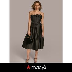 in stock Tie Waist Dress, Donna Karan, Ruffle Trim, Pick Up, In Store, Black Dress, Shoe Accessories, Buy Online, Women Accessories