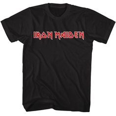 *Officially Licensed by American Classics* An officially licensed adult Iron Maiden shirt. All styles are made from 100% cotton.  This is the perfect shirt for any fan of the heavy metal band. ~Tag us and post a picture of you wearing this shirt on Instagram and receive a $5 discount on your next order~ @Buycoolshirts Care Information: Wash inside out and use cold water. Do NOT use bleach or iron over the decal. Red Band Logo T-shirt, Rock Style Cotton T-shirt With Logo Print, Cotton Band Merch T-shirt With Logo, Band Merch Cotton T-shirt With Band Logo, Band Logo Cotton T-shirt, Cotton Band Logo T-shirt Merch, Band Logo Cotton T-shirt For Fans, Band Merch Screen Print Shirt For Fan Conventions, Alternative Style Fan Merchandise Shirt With Screen Print