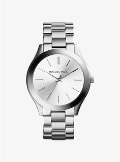 Slim Runway Silver-Tone Watch_preview0 Michael Kors Runway, Slim Watches, Olivia Burton, Women Wrist Watch, Watch Model, Women's Watch, Stainless Steel Band, Stainless Steel Watch, Michael Kors Watch