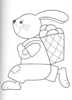 a drawing of a bunny carrying a basket