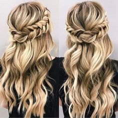 Looking for half up half down hairstyles, here are stunning Beautiful braid Half up and half down hairstyle for romantic brides ,crown braid hairstyle If you want to see more,follow me: Pinterest:Style Life Fancy Hairstyles, Homecoming Hairstyles, Hair Dos, Down Hairstyles, Half Up, Bridesmaid Hair, Prom Hair