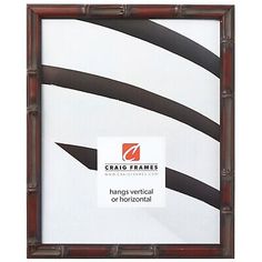 the frame is made out of wood and has black strips on it, along with a white background