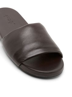 Spanciata Sandals from MarsellComposition: 100% Leather Classic Open Toe Calf Leather Slides, Elegant Brown Slides With Leather Sole, Chic Formal Calf Leather Slides, Elegant Open Toe Calf Leather Slides, Chic Calf Leather Open Toe Slides, Elegant Calf Leather Slides For Spring, Luxury Brown Slide Sandals, Brown Open Toe Slides In Calf Leather, Chic Calf Leather Slides With Round Toe