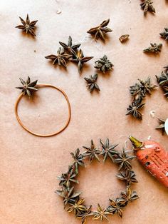 How to Make a Simple Star Anise Wreath for Christmas​ | Most Lovely Things Star Anise Wreath Diy, Diy Foraged Christmas Decorations, Star Anise Crafts, Star Anise Wreath, Anise Wreath, Easy Christmas Crafts For Adults, Wreath For Christmas, Cedar Wreath, Pagan Crafts