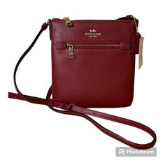 Beautiful New With Tags, Red Leather Coach Crossbody. Fit All Your Essentials In This Bag. Approx 9”” X 8”. Red Textured Leather Crossbody Shoulder Bag, Red Textured Leather Shoulder Bag For Business, Coach Burgundy Bag With Zipper Closure, Coach Mini Rowan, Diy Tote, Diy Tote Bag, Coach Crossbody, Leather Coach, Coach Crossbody Bag