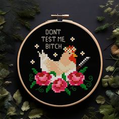 Sassy Mini Cross Stitch: Cheeky Chicken Cross Stitch: Rude & | Inspire Uplift Cottagecore Cross Stitch, Sarcastic Embroidery, Cross Stitch Motifs, Rude Cross Stitch, Chicken Embroidery, Floral Chicken, Chicken Cross Stitch, Bestie Things, Prayer Stations