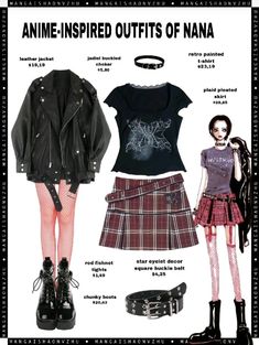 90s Harajuku Fashion, Red Skirt Outfits, Ae Outfits, Goth Outfit Ideas, Red Plaid Skirt