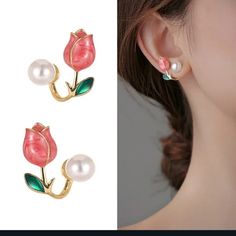 Newbeautiful!! Tulip And Faux Pearl Earrings In Gold. Post Backings With Lock Closures. Perfect For Yourself Or As A Gift. Very Unique And Different. Suitable For All Occasions. Suitable For Most Ages. Perfect Earrings To Wear For The Easter Holiday Or In The Spring. Nwt Pink Elegant Flower Earrings For Valentine's Day, Elegant Pink Flower Earrings For Valentine's Day, Pink Feminine Pearl Earrings, Pink Flower-shaped Earrings For Valentine's Day, Pink Flower Earrings For Mother's Day, Anthropologie Earrings, Diamond Shape Earrings, Vintage Clip Earrings, Western Earrings