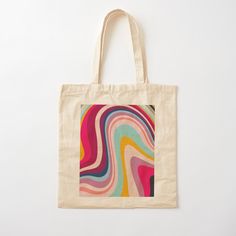 100% cotton reusable shopping carry bag with digital print on one side. Retro Colorful Trippy Abstract Canvas Bag Art, Tod Bag, Tote Bag Design Ideas, Bag Design Ideas, Handpainted Tote, Trippy Abstract, Painted Canvas Bags, Handpainted Tote Bags, Canvas Bag Diy