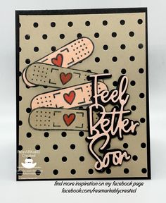 a handmade card with two pairs of shoes and the words feel better soon on it