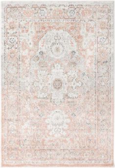 an orange and grey area rug on a white background with light colored details in the middle